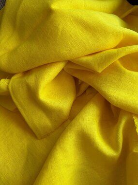 Bright Yellow Empire Yellow 100% Linen 2 yds Medium Weight